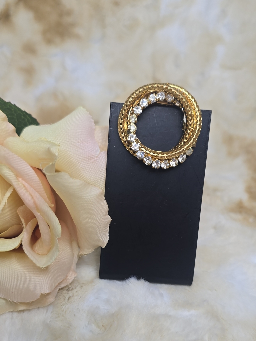 Western Germany Rhinestone Scarf Clip Gold-Tone, Vintage